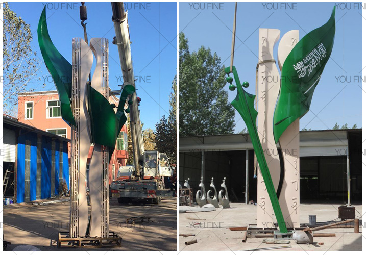 famous modern large abstract outdoor metal art sculpture wholesale for Saudi Arabia customer on sales