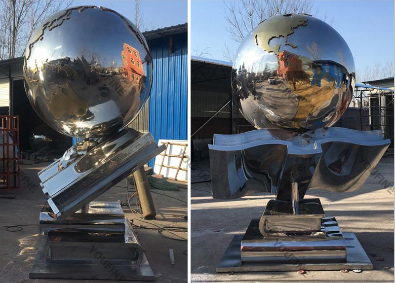 metal globe sculpture for sale